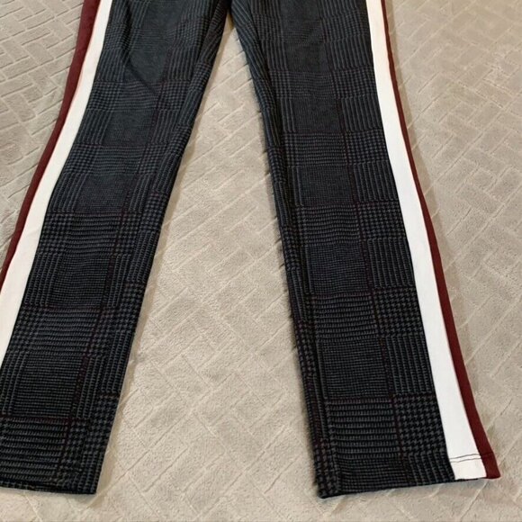 Forever 21 Contemporary Women Medium Pants Dark Gray Plaid Tuxedo Stripe Pull On - Picture 4 of 12